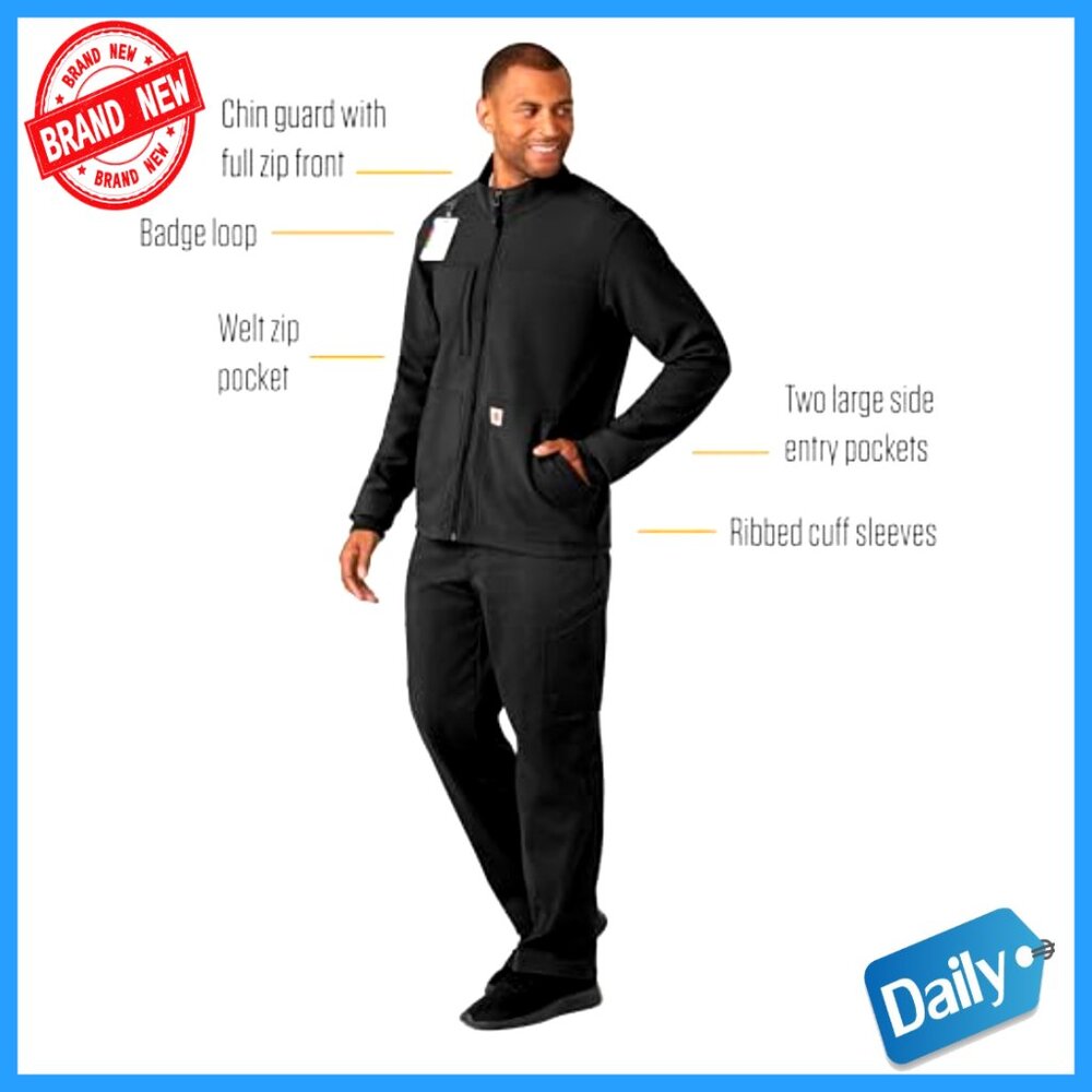 Rugged Flex Fleece Jacket Modern Fit Stretch Water Repellent Work Utility - Picture 2 of 7